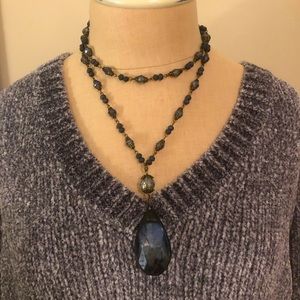 Hand beaded Midnight blue beaded necklace